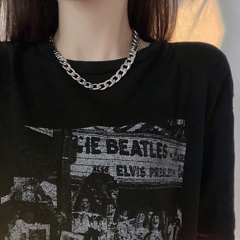 Vòng cổ dây xích thép titan dày cá tính đa năng trang trí cho cặp đôi