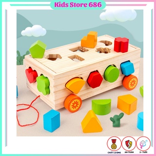 Xe kéo thả hình khối, đồ chơi gỗ - kids_store686