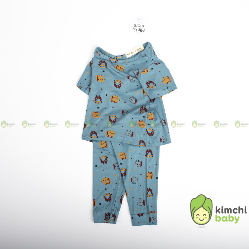 Đồ Bộ Bé Gái, Bé Trai Minky Mom Vải Thun Lạnh Quần Dài Hoạ Tiết Hồng Hạc, Bộ Cộc Tay Cho Bé Mặc Nhà MKMTD2118