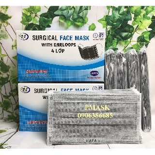 Khẩu trang Hafapro Xám 4 lớp hộp 50 cái - Khẩu trang y tế Hafapro 4 lớp vải không dệt - Khẩu trang Hoàng Hà