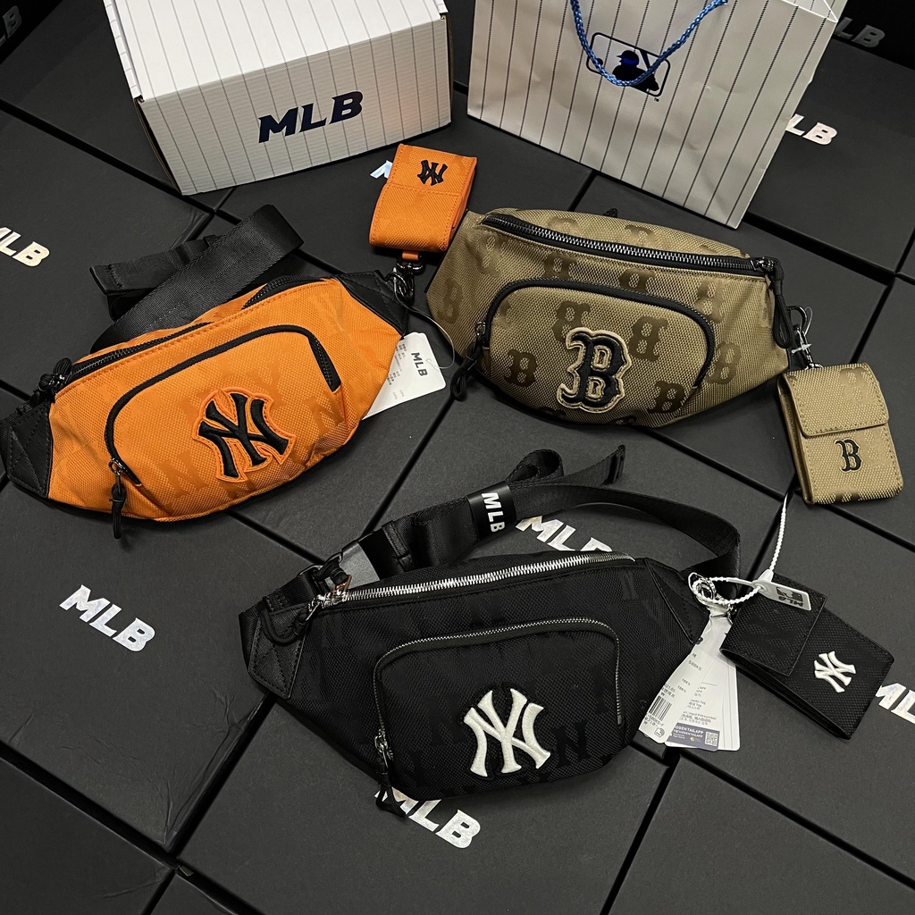 ✅ [ FELIX HÀNG 1:1 + CÓ VIDEO] Túi bao tử NY MLB Monogram Nylon Jacquard New York Yankees Black - ĐỦ MÀU | HÀNG CÓ SẴN