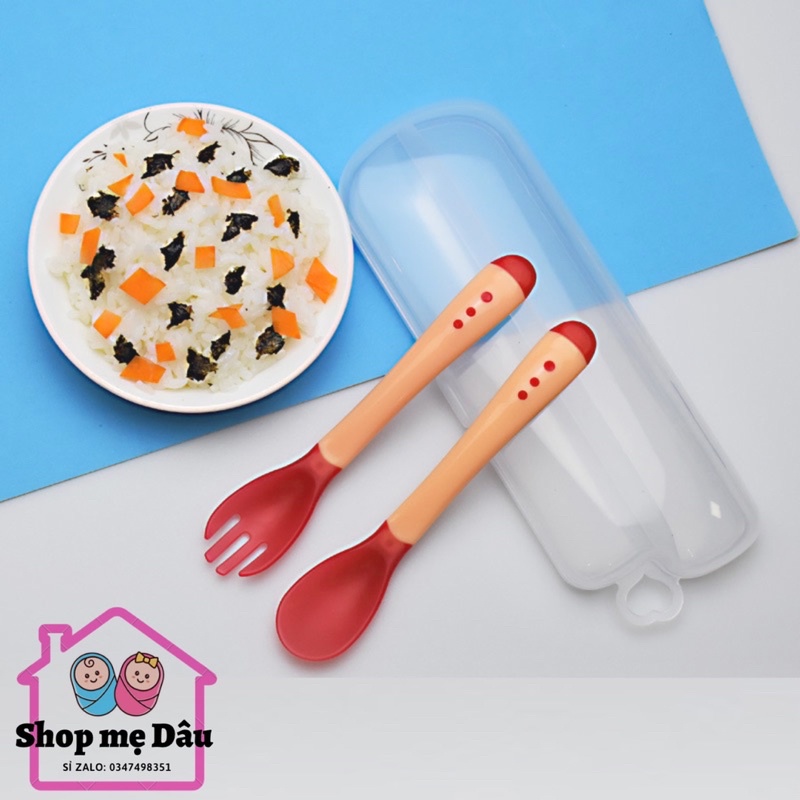 Thìa Báo Nóng Silicon Cảm Ứng Nhiệt An Toàn Cho Bé Ăn Dặm Tự Chỉ Huy
