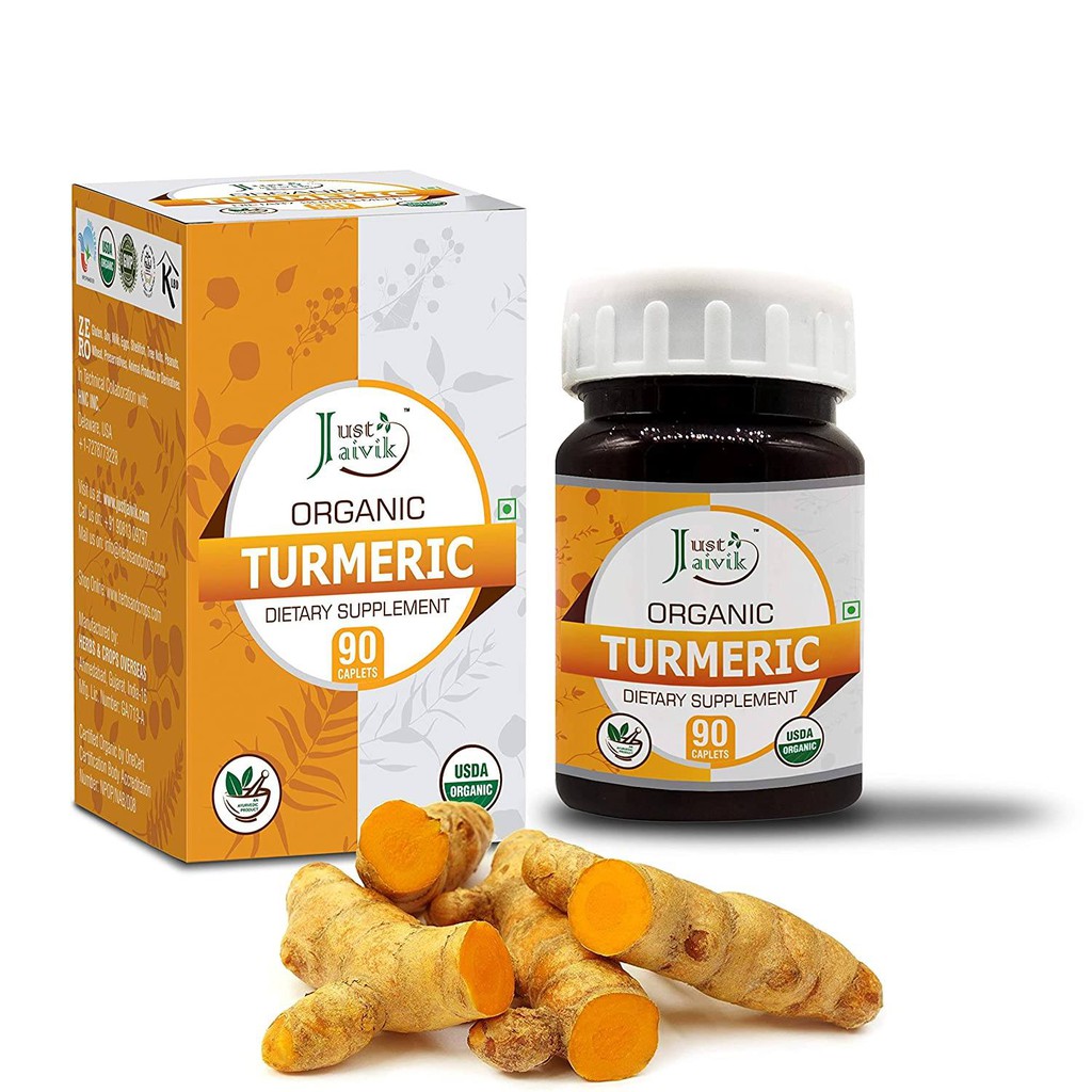 Viên hữu cơ chiết xuất Nghệ Tươi giúp đẹp da, cải thiện tiêu hóa... - Just Jaivik Turmeric 750mg