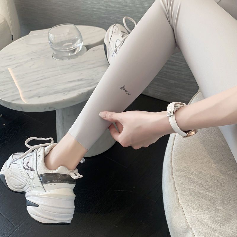 Quần Legging Thể Thao Mỏng Lưng Cao Co Giãn Tốt In Hình Cá Mập Xám Nhạt Thời Trang Xuân Hè Cho Nữ