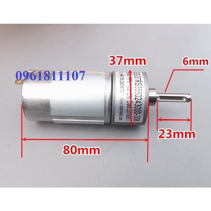 [Nhông kim loại] Motor giảm tốc 12V 555 80 vòng.phút 24V 100rpm