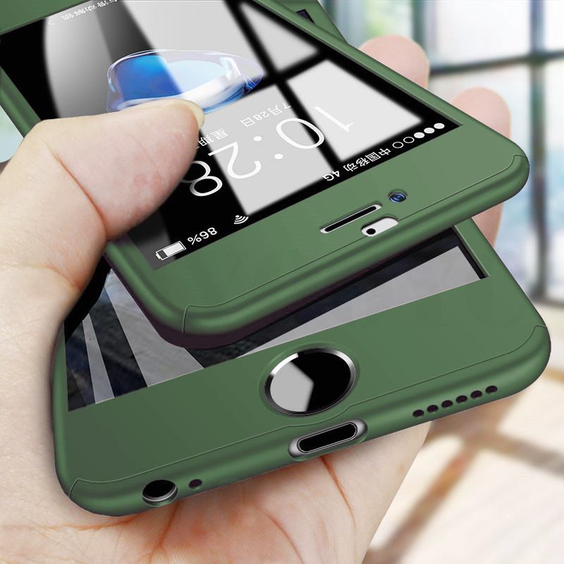 Ốp Điện Thoại Bảo Vệ 360 Độ Kèm Kính Cường Lực Cho iPhone 13 13Pro 13MIni 5 5S SE 6 6S 7 8 Plus X XR XS Max