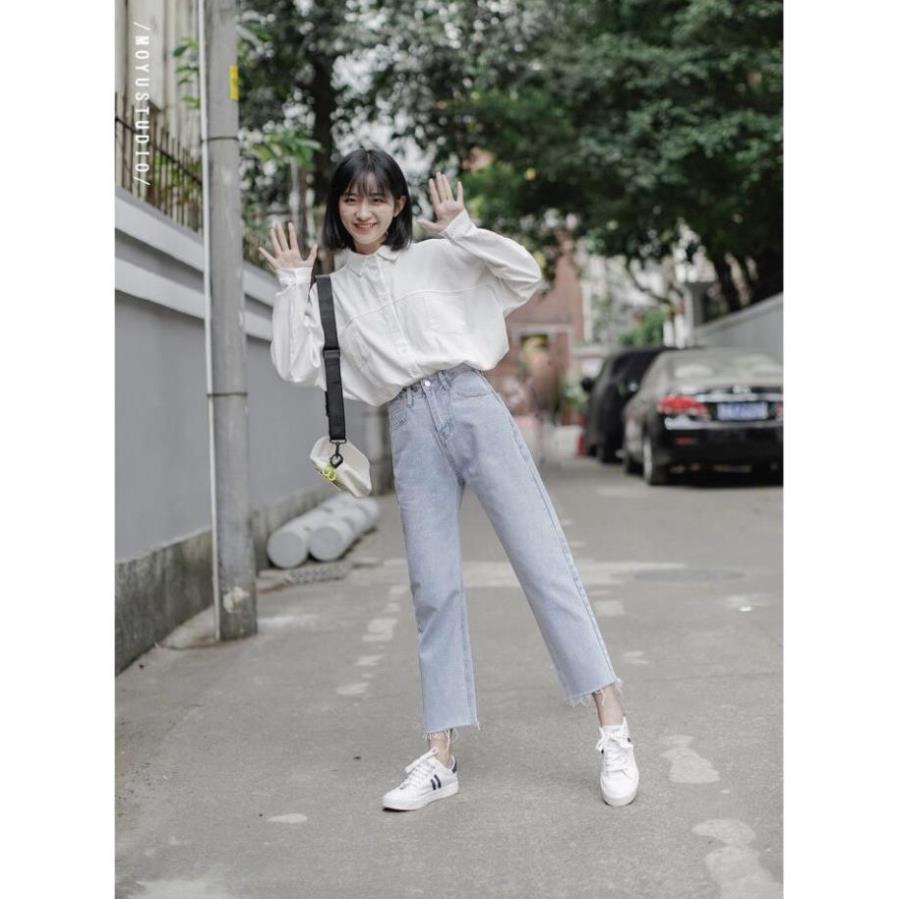 Quần baggy nữ ống suông rộng rách gấu Hà nội Xịn RX-02 hot trend 2022