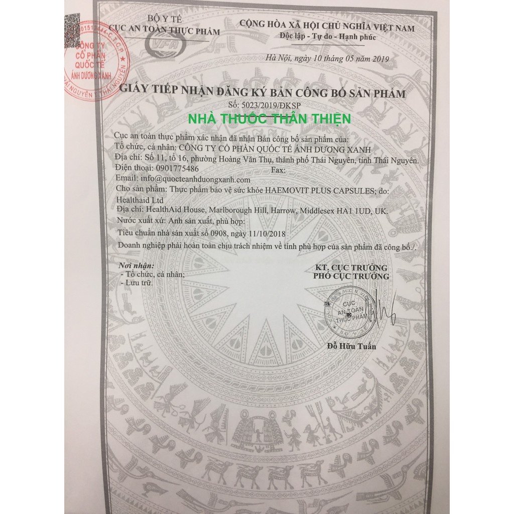 Haemovit Plus HealthAid – Hỗ trợ bổ sung Sắt cho bà bầu, người thiếu máu (lọ 30 viên)