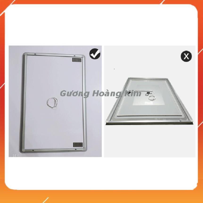 gương  phòng tắm đèn led hoàng kim cảm ứng ba chạm phá sương đồng hồ nhiệt độ kích thước 50x70 - guonghoangkimirroch | BigBuy360 - bigbuy360.vn