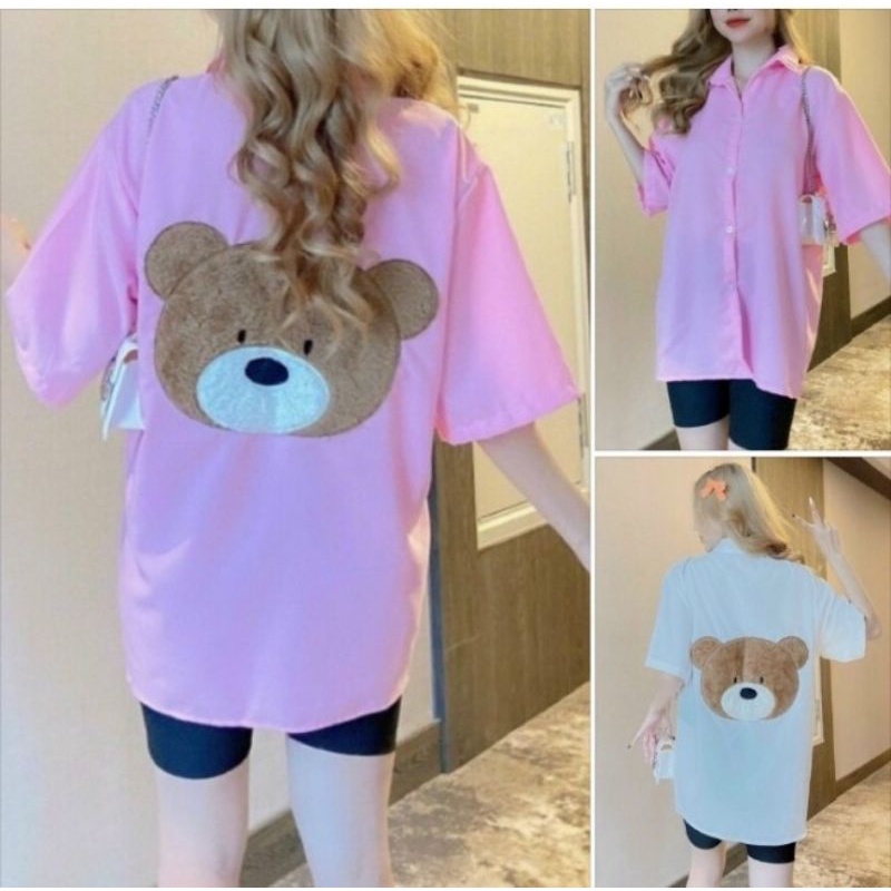 Áo sơ mi tay lỡ thêu hình sau lưng siêu cưng ❤ ALOHASHOP