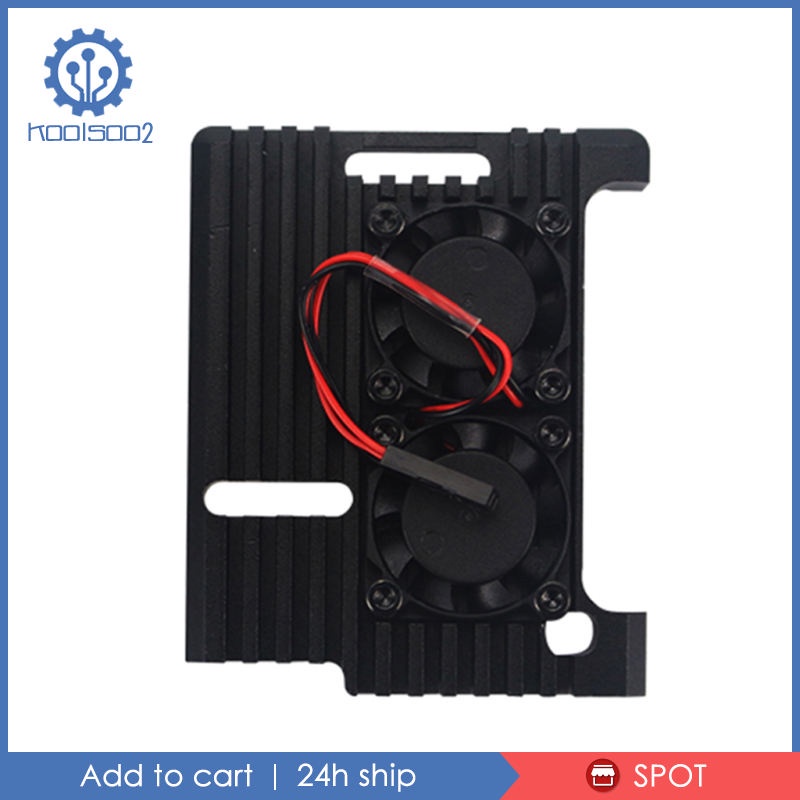 Hộp Nhôm Đựng Quạt Làm Mát Kép Cho Raspberry Pi 3 / Pi 2 Koolsoo2