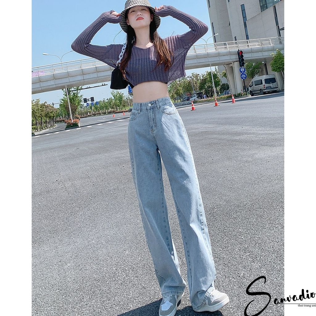 Quần jean ống rộng cạp cao ulzzang