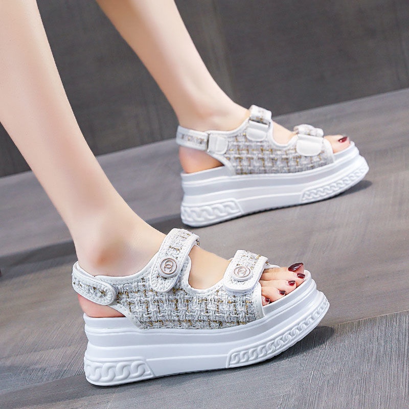 Giày Sandal Cao Gót Đế Dày Nâng Chiều Cao Phong Cách Mới Mùa Hè Dễ Phối Đồ