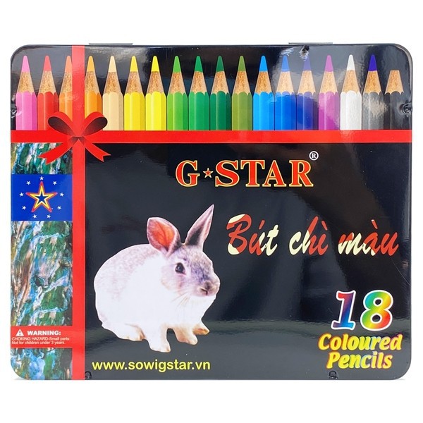 Hộp Thiếc Bút Chì 18 Màu dài Gstar