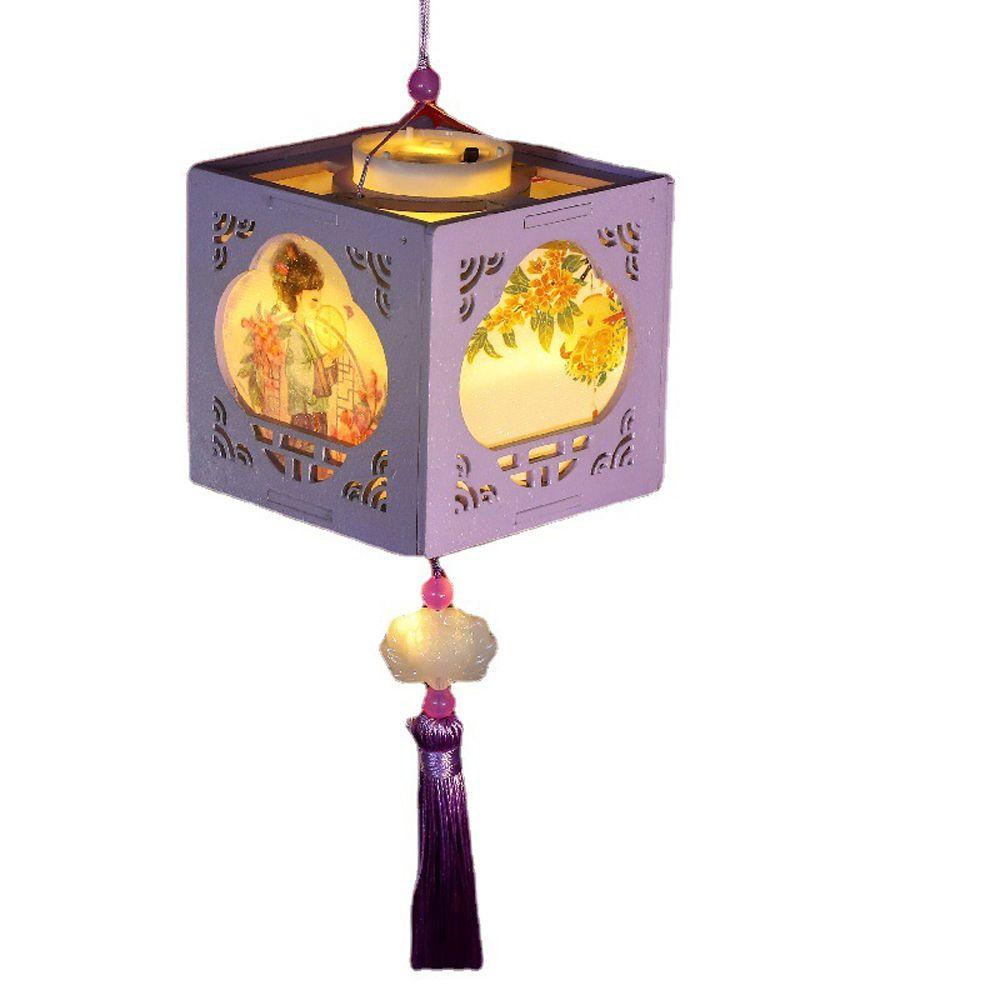 Lồng Đèn Gỗ Hình Khối Lập Phương Trung Quốc Truyền Thống DIY 3 Vừa