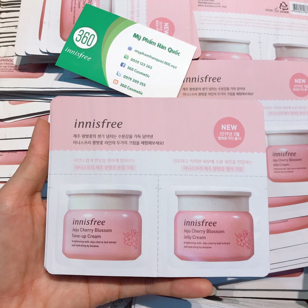 [Mini-Date 2023] Set 2 gói Kem dưỡng Anh Đào Innisfree Innisfree Jeju Cherry Blossom Cream &amp; Jelly Cream 1ml*2