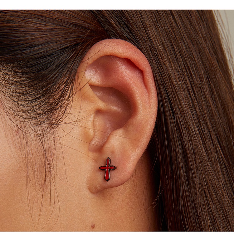 Bông tai Bamoer SCE1327 bằng bạc S925 hình thánh giá thời trang cho nữ