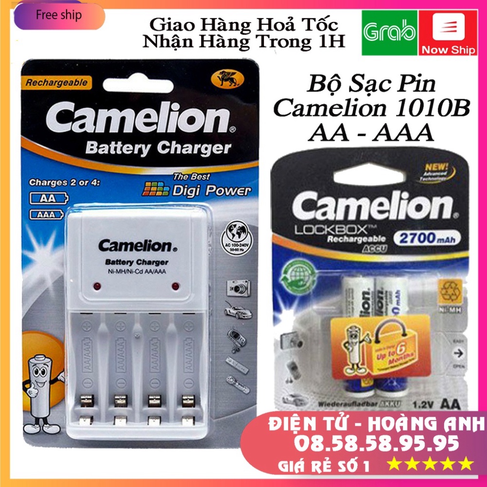 Bộ sạc Pin tiểu Camelion BC-1010B AA ( 2A ) và AAA ( 3A ) Pin AA Sạc 2700mah chính hãng.