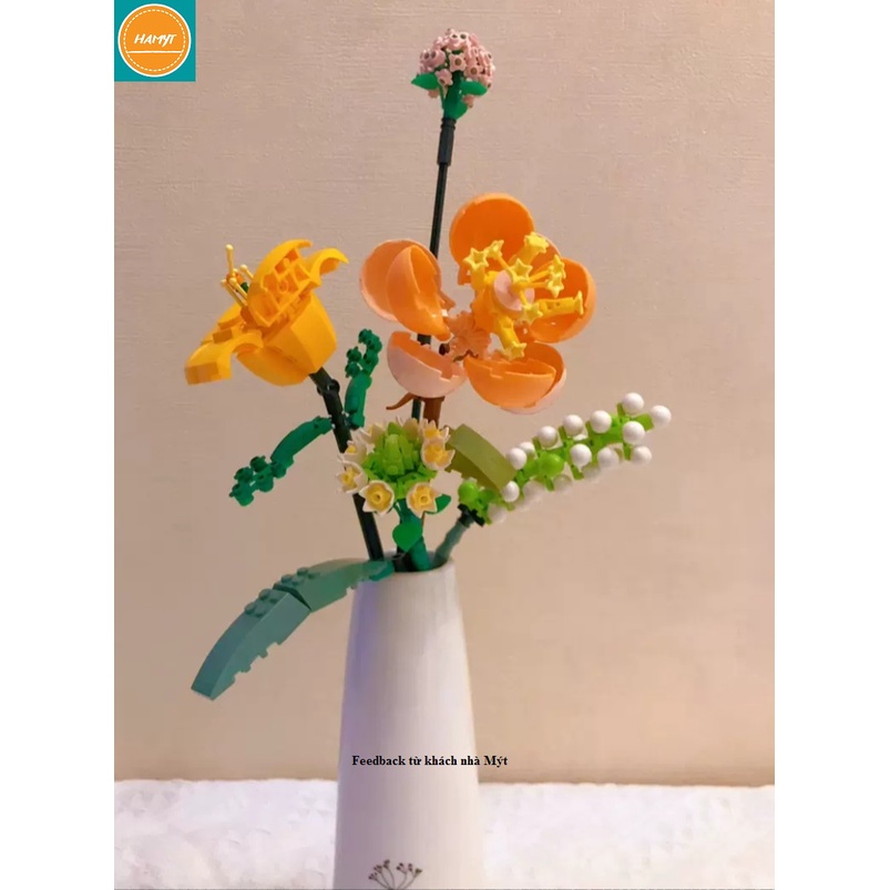Bộ mô hình lắp ráp khối xây dựng về cây hoa gồm 6 mô hình bó hoa và 2 mô hình chậu cây