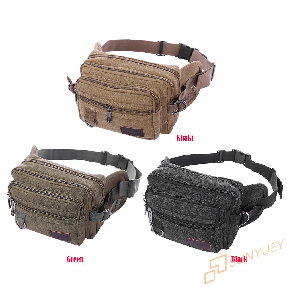 Ví canvas đeo hông nhiều ngăn phong cách vintage cho nam | BigBuy360 - bigbuy360.vn