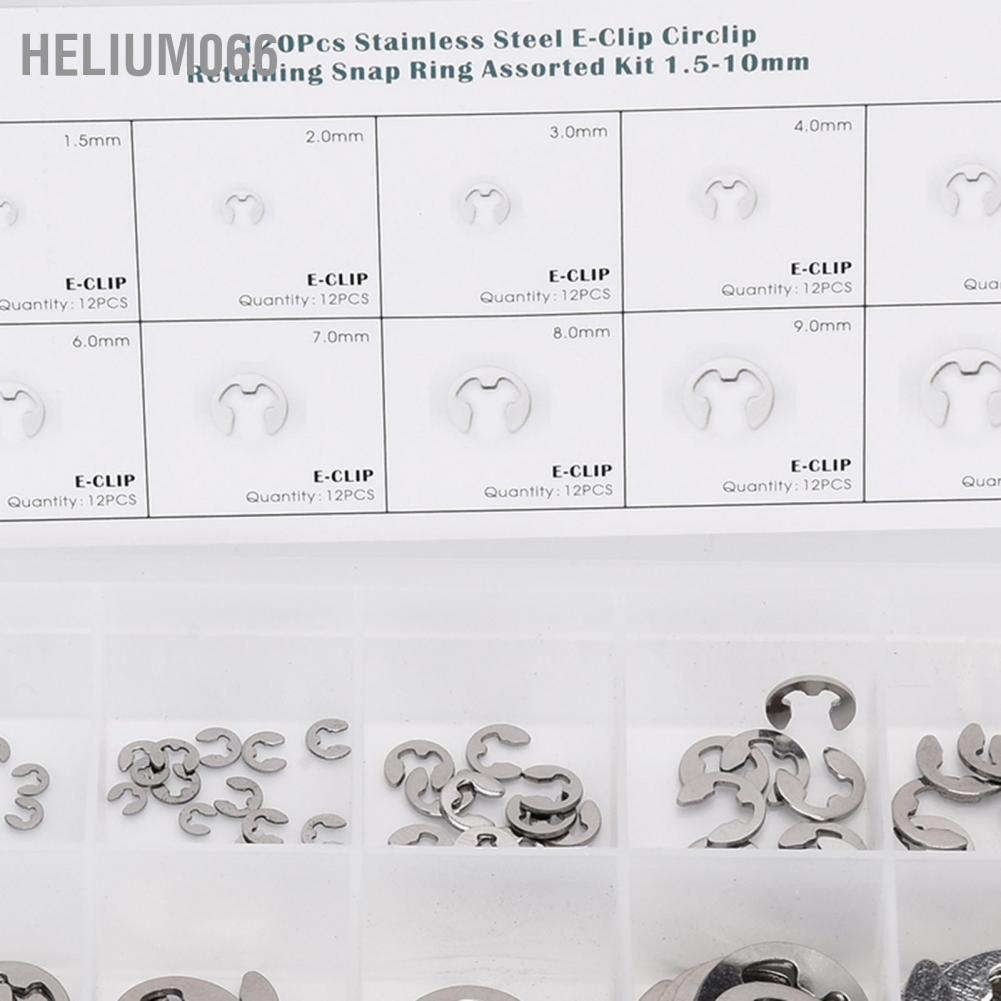 E-Clip Set 120 Vòng Kẹp Hình Chữ E Bằng Thép Không Gỉ 1.5mm‐10mm Helium066