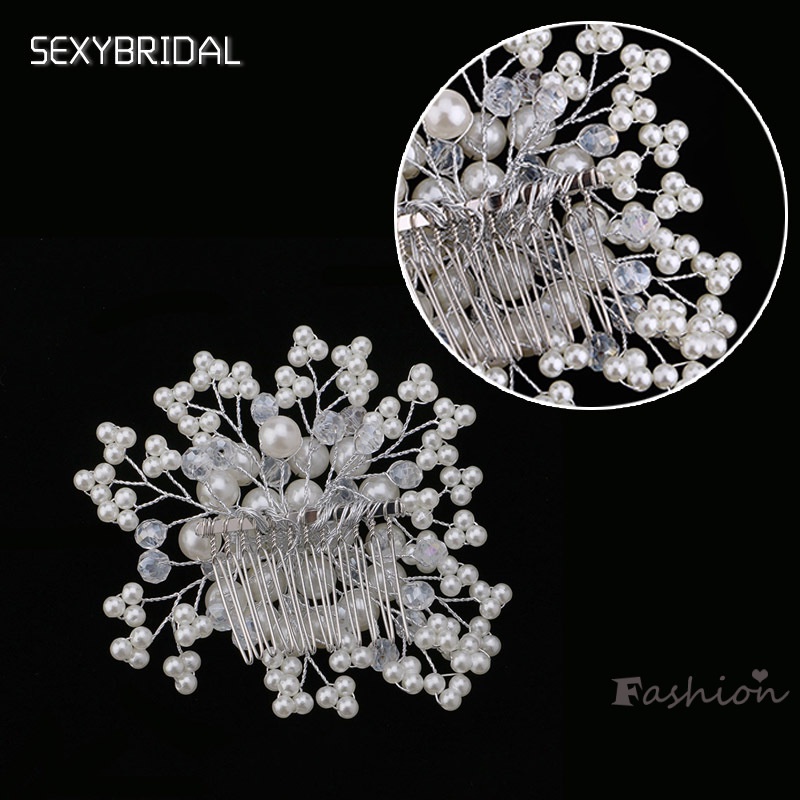 Lược Cài Tóc Cô Dâu Đính Ngọc Trai Nhân Tạo