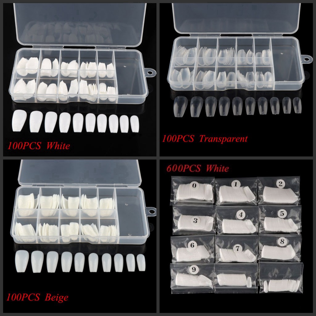 [Hàng mới về] Set 100/ 600 móng tay giả bằng acrylic cao cấp