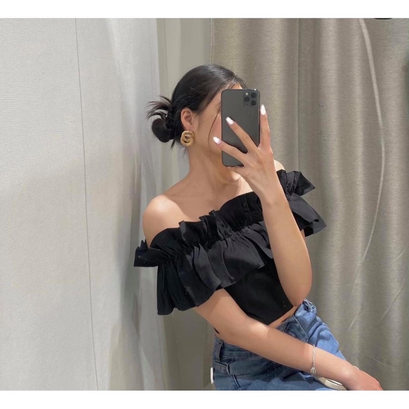 ÁO VOAN CROPTOP TRỄ VAI BÈO ChiZi Shop