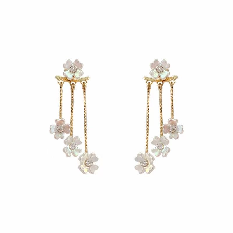 Bông Tai Mạ Bạc 925 Hình Hoa Tua Rua Phong Cách Mới 2022