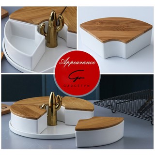 Khay mứt sứ Ceramic 4 ngăn