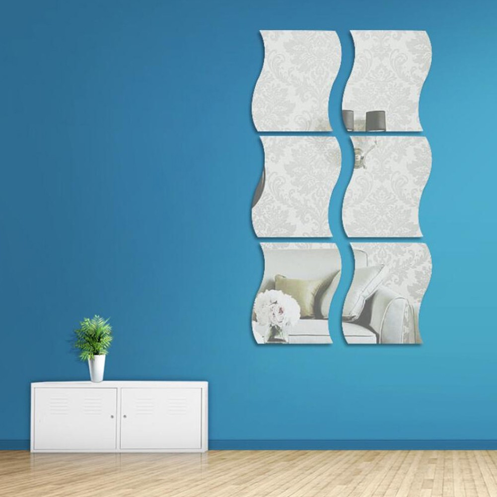 Set 6 sticker dán tường 3D hiệu ứng tráng gương dùng trang trí