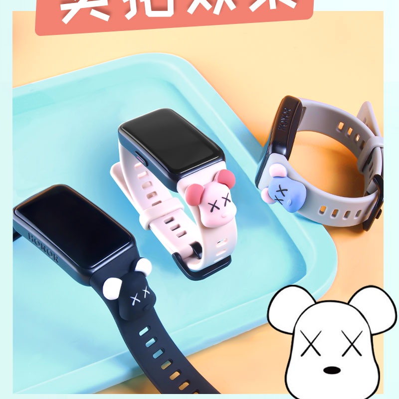 Dây Đeo Thay Thế Chất Liệu Silicon Họa Tiết Hoạt Hình Dễ Thương Cho Huawei Band 7 Huawei Band7