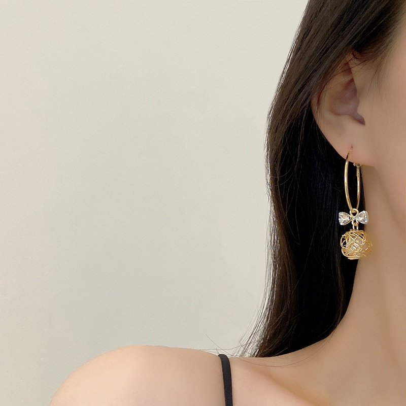 Bông tai trang trí nơ và ngọc trai giả phong cách thời trang Hàn Quốc cho nữ