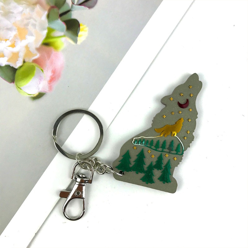 Khuôn Làm Móc Khóa Hình Sói Bằng Nhựa Epoxy Sáng Bóng DIY