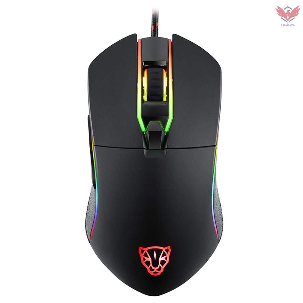 Fir MOTOSPEED V30 Ergonomic Programmable Gaming Mouse 6 Buttons Support Macro Programming Adjustable 3500DPI Optical USB Wired Full Color RGB Breathing LED Backlit Game Mice