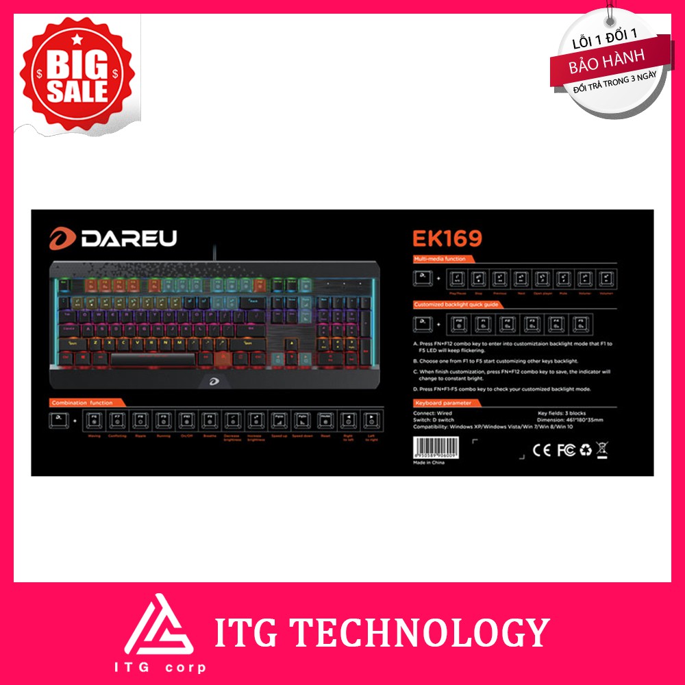 Bàn phím cơ Gaming DAREU EK169
