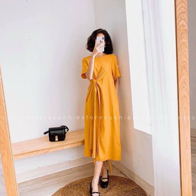 Váy bầu thắt nơ eo đẹp sang chảnh