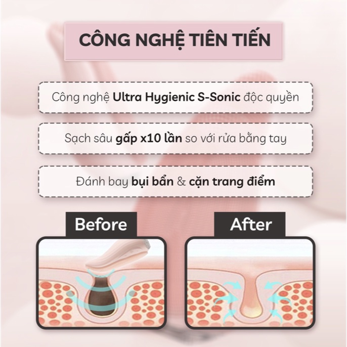 Máy rửa mặt mini cầm tay Crenot Nia P5 silicone siêu mềm sóng âm sạch sâu lỗ chân lông chăm sóc da dầu mụn nhạy cảm