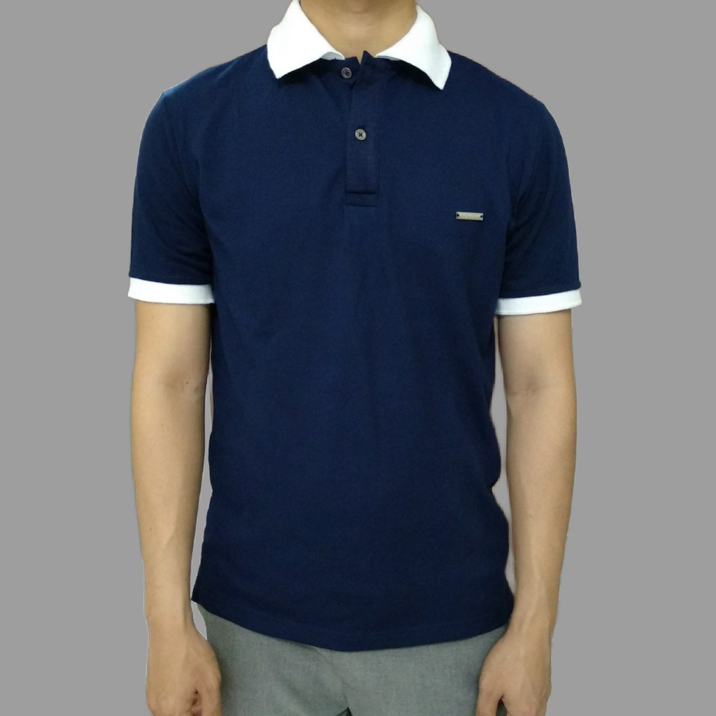 Áo Polo nam màu xanh than vải cá sấu