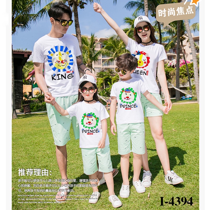 Áo Thun Gia Đình In Hình Thú Cưng Hoạt Hình KING QUEEN PRINCE