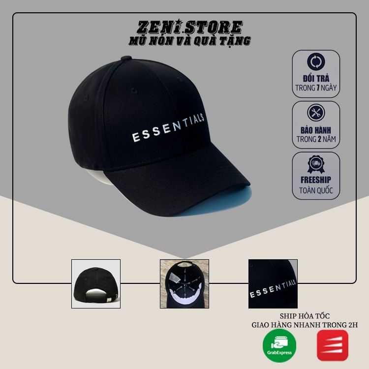 Mũ lưỡi trai, Nón kết xuất khẩu Zeni Store thêu chữ nổi “Essential” Siêu HOT Freeship, Full Hộp