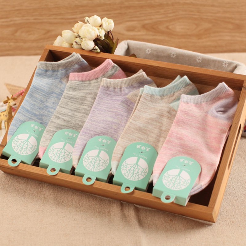 [HÀNG CÓ SẴN] Tất nữ cổ ngắn màu sắc tươi mới tất nữ cotton