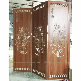 Vách bình phong ngăn phòng di động hoa văn cá chép chất liệu MDF phủ Melamin cao cấp thương hiệu TADA (TD960)
