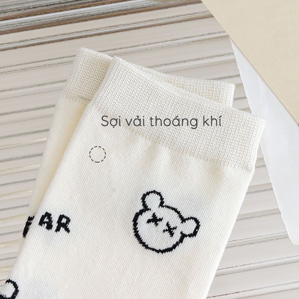 Tất cổ cao nữ set 5 đôi họa tiết dễ thương, vớ cổ cao chất liệu cotton co giãn 4 chiều - SOPE Shop