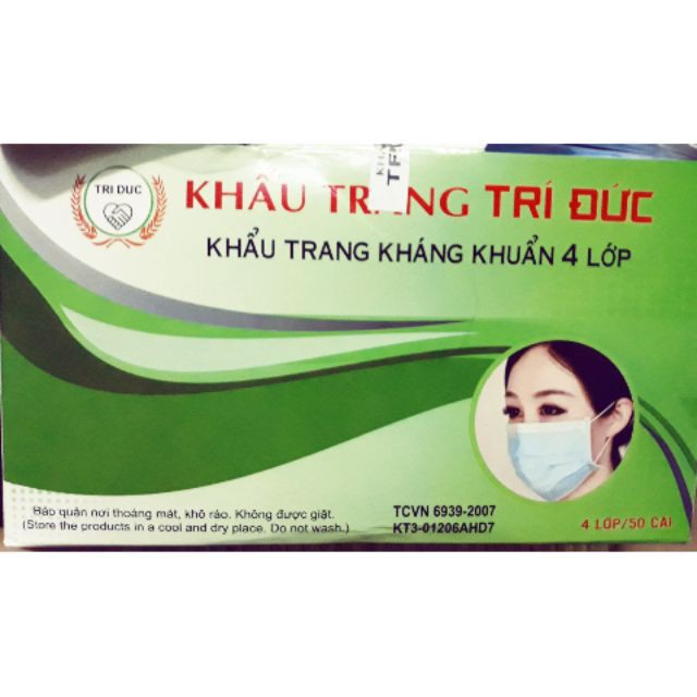 Khẩu Trang Y Tế Trí Đức Cao Cấp Loại 4 Lớp - hộp 50 cái chuẩn công ty | BigBuy360 - bigbuy360.vn