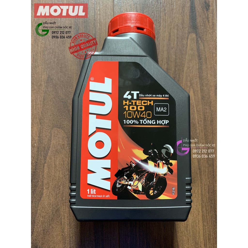 Dầu nhớt Motul H-Tech 100 10W-40 tổng hợp toàn phần cho xe số, xe côn tay