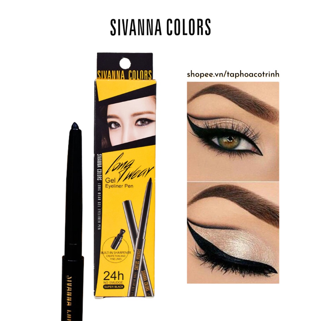 Chì kẻ mí trong ngoài 2in1 Sivanna Colors Long Wear Gel Eyeliner Pen siêu lì 24h không lem không trôi HF777