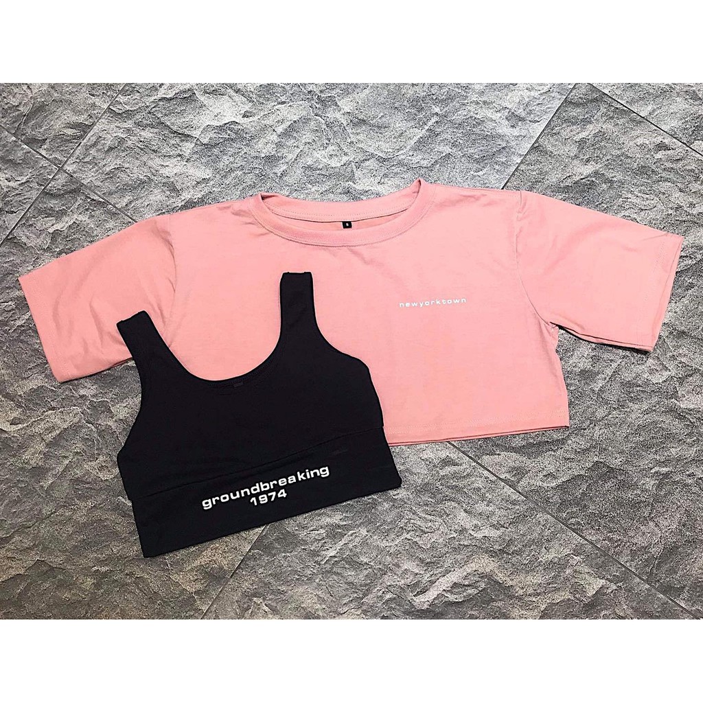 SET Áo Croptop mix áo ba lỗ YAYSHOP chất thun cotton cá tính (hình thật) | BigBuy360 - bigbuy360.vn