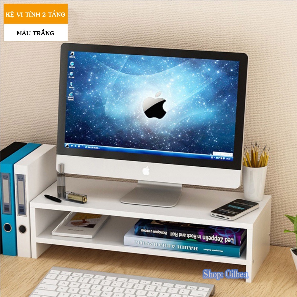 Kệ Gỗ Để Màn Hình Máy Tính Laptop Decor Kệ Sách Mini Để Bàn Làm Việc Bàn Học