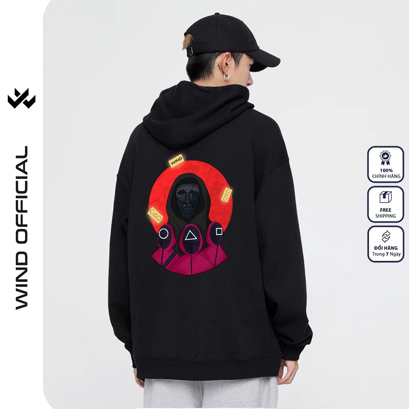 Áo hoodie form rộng WIND unisex nỉ bông SQUID GAME thời trang nam nữ oversize ulzzang | BigBuy360 - bigbuy360.vn